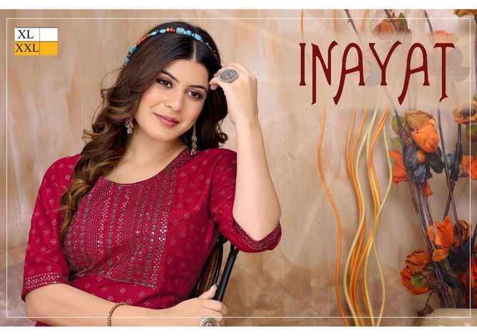 Golden Inayat Sequence Daily Wear Heavy Rayon Designer Kurti Collection